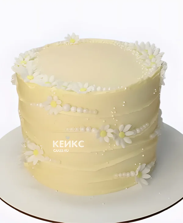 Нежно-желтый торт на фаянсовую свадьбу Фото