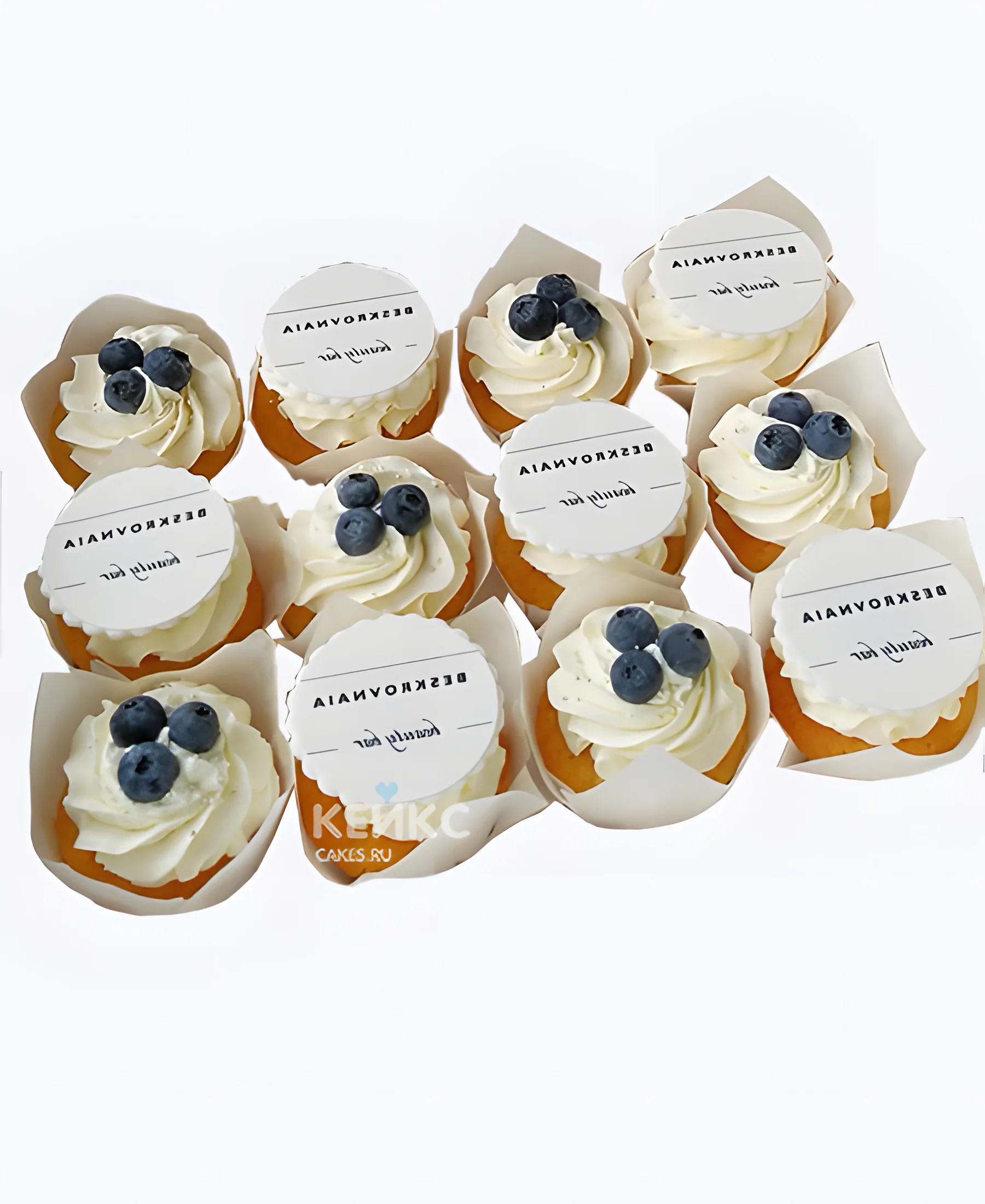 Нежные капкейки с фотопечатью и голубикой Фото