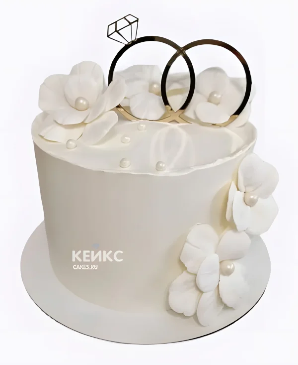 Нежный белый торт на бумажную свадьбу Фото
