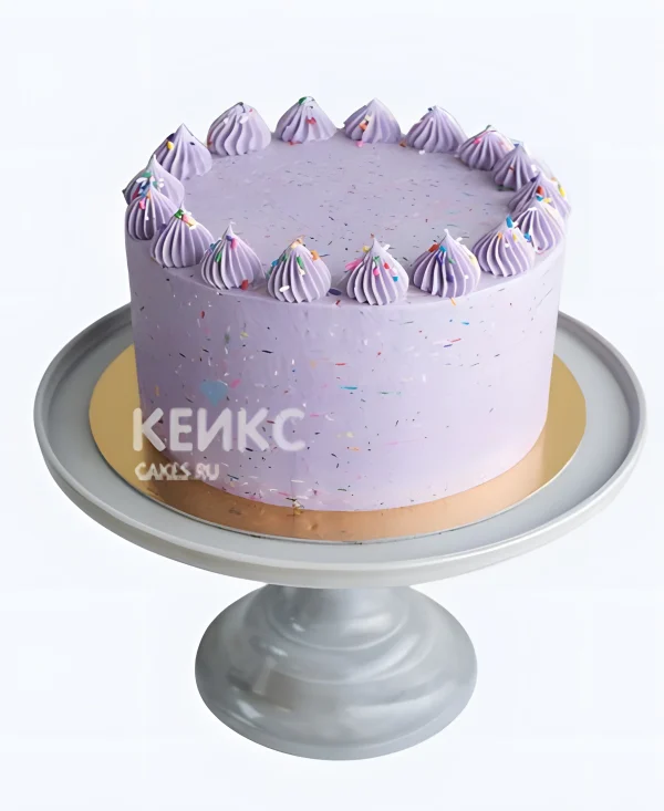 Нежный лавандовый торт из крема Фото