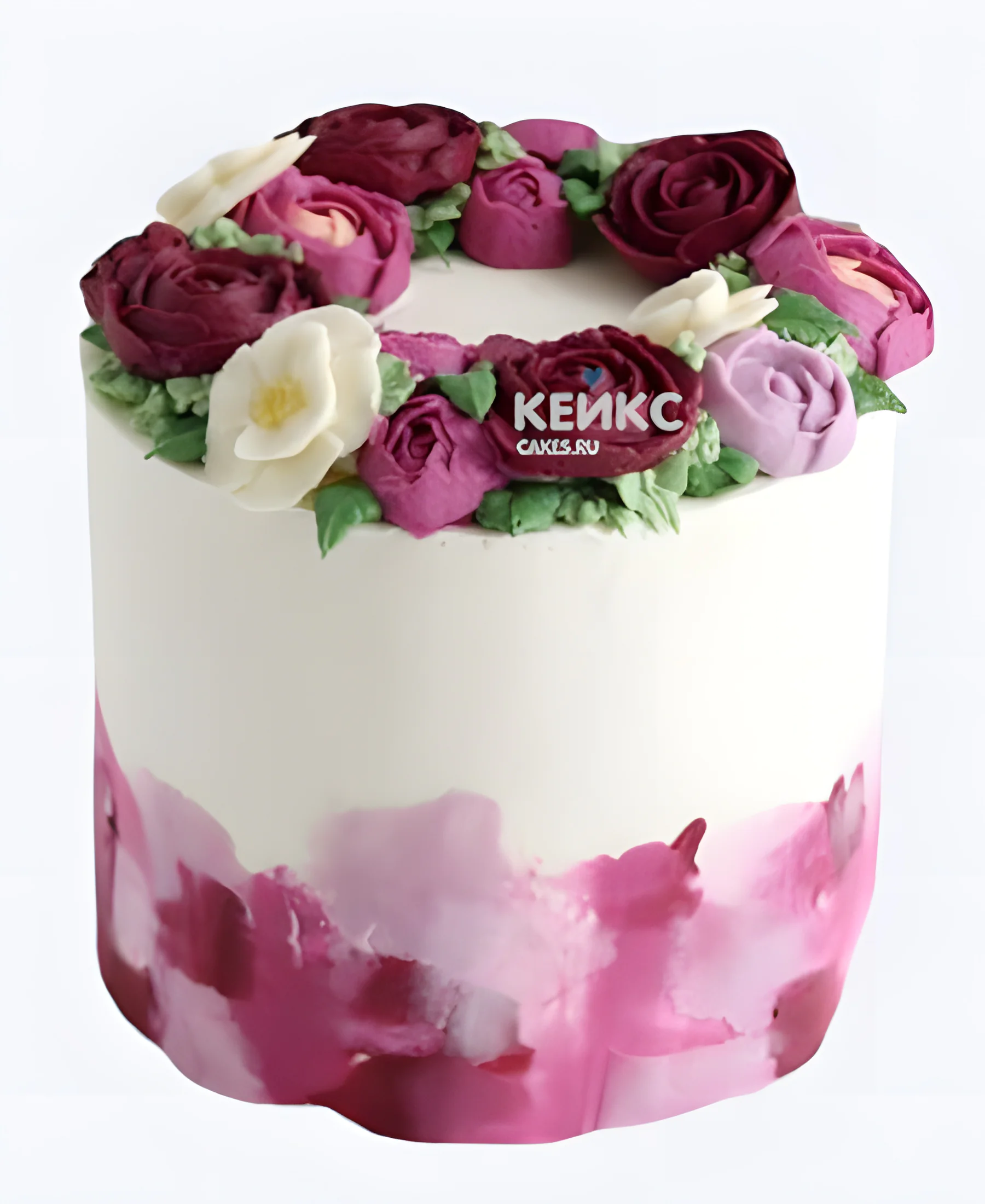 Нежный пастельный торт на 8 марта с цветами Фото