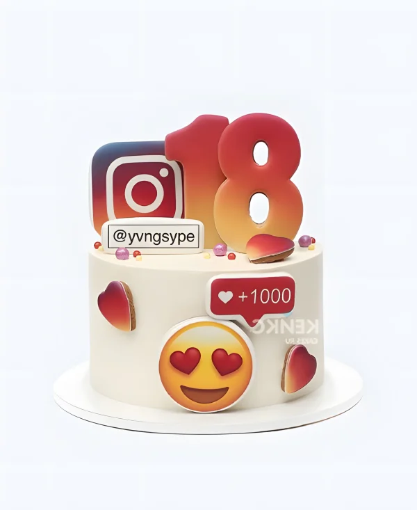Нежный торт с инстаграмом и цифрой Фото