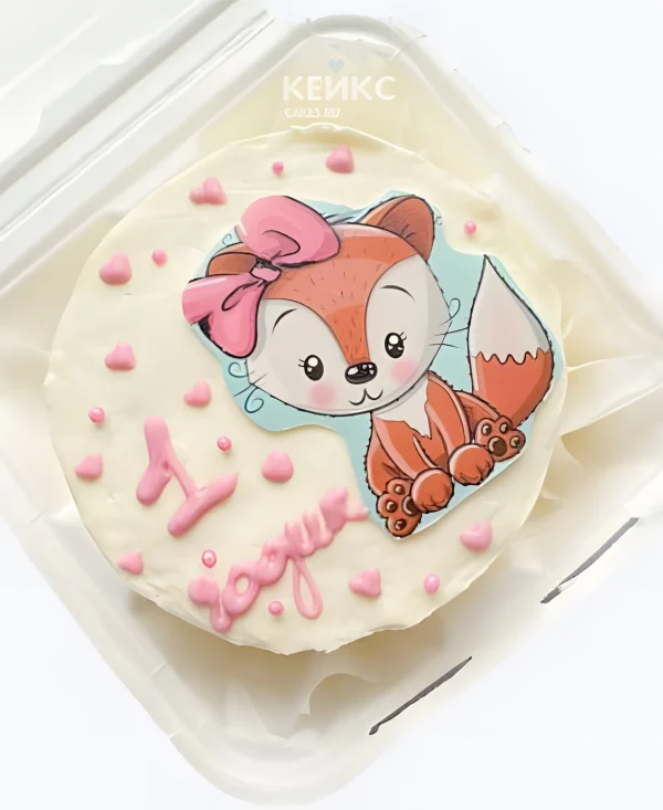 Бенто тортик с лисичкой на 1 годик девочке Фото