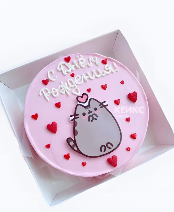 Очаровательный бенто-торт на годик с котиком Фото