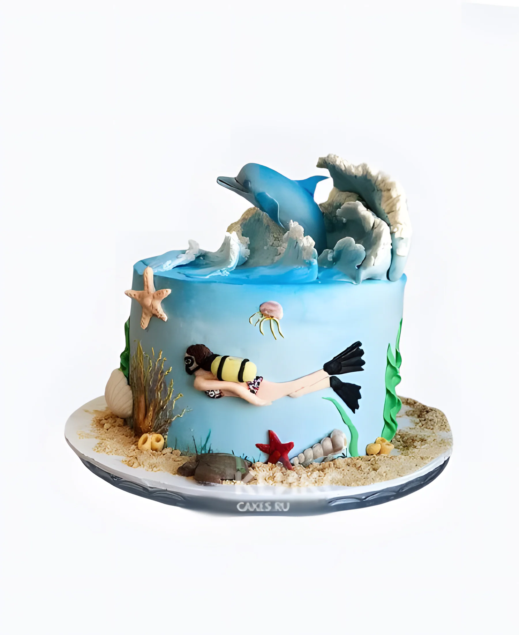 Очаровательный торт мальчику на 7 лет с дельфином Фото