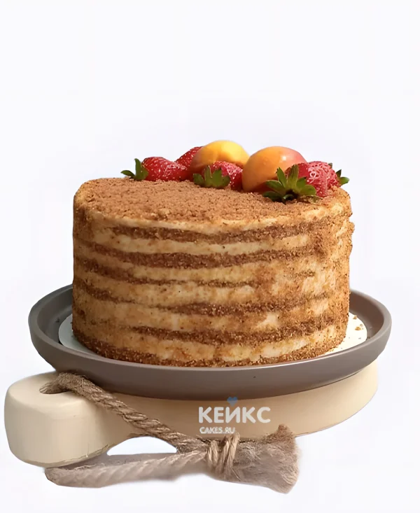 Открытый медовый постный торт Фото