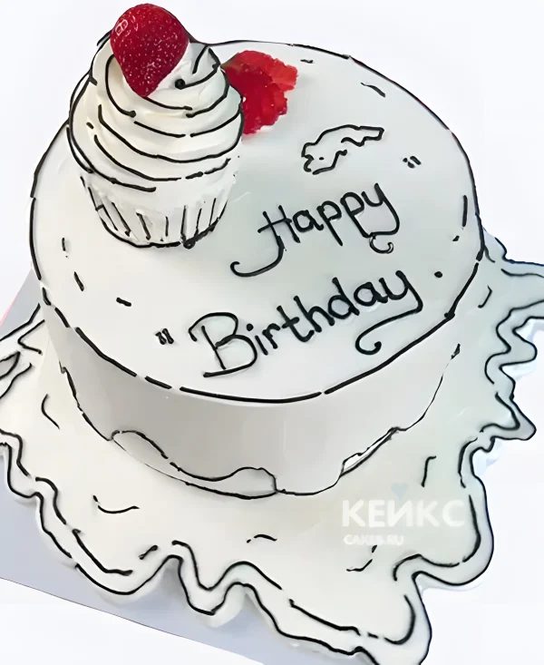 Прикольный бенто торт мужчине с клубникой Фото