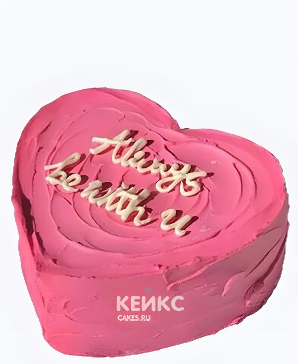 Прикольный бенто торт сердце с надписью из крема Фото