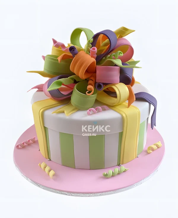 Прикольный торт девушке на 20 лет в виде подарочной упаковки Фото