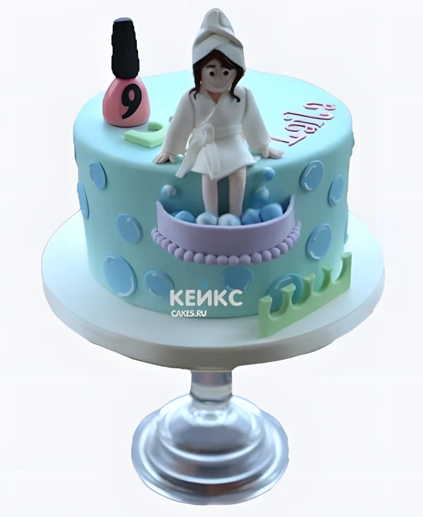 Прикольный торт на 9 лет с фигуркой девочки Фото