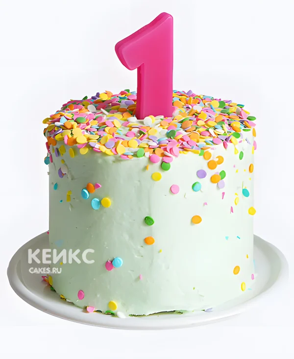Торт на годик девочке с цифрой Фото