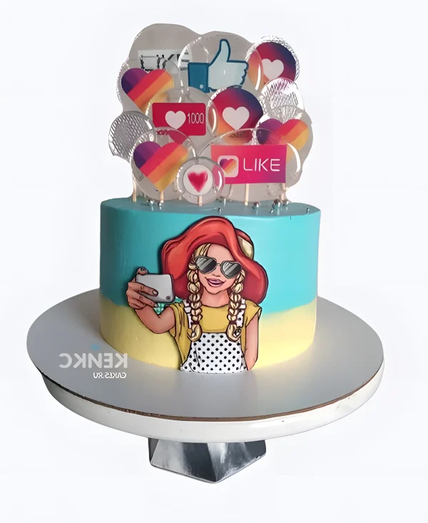 Разноцветный торт с лайками Фото