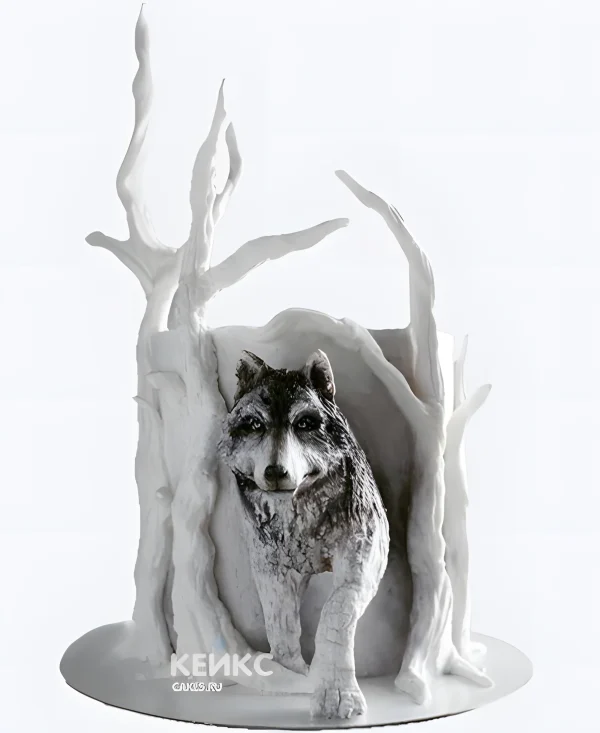 Реалистичный торт с фигуркой волка Фото