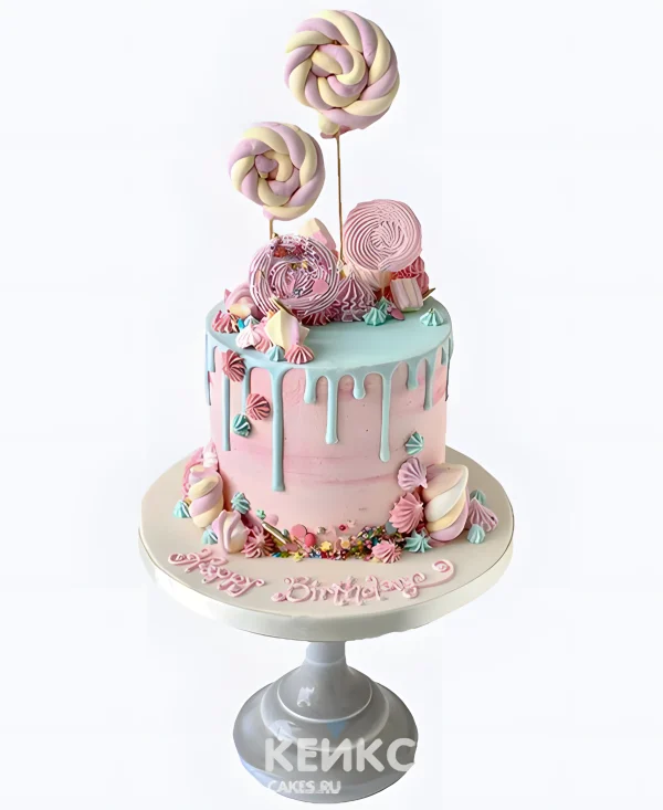 Роскошный торт бенто девочке на 6 лет со сладостями Фото