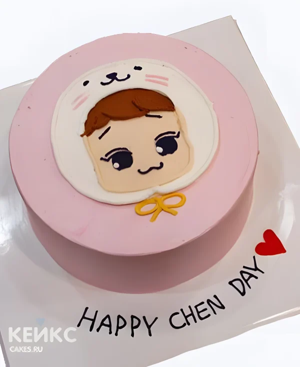 Розовый бенто торт на годик из мастики Фото