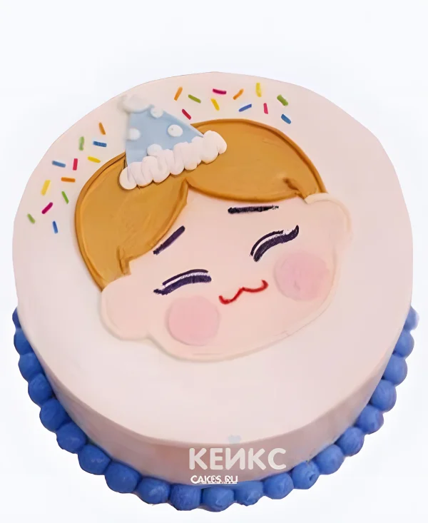 Розовый бенто-торт малышу на годик Фото