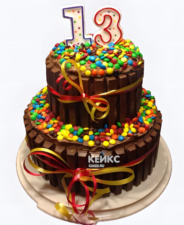 Шоколадный торт на 13 лет с цифрой Фото
