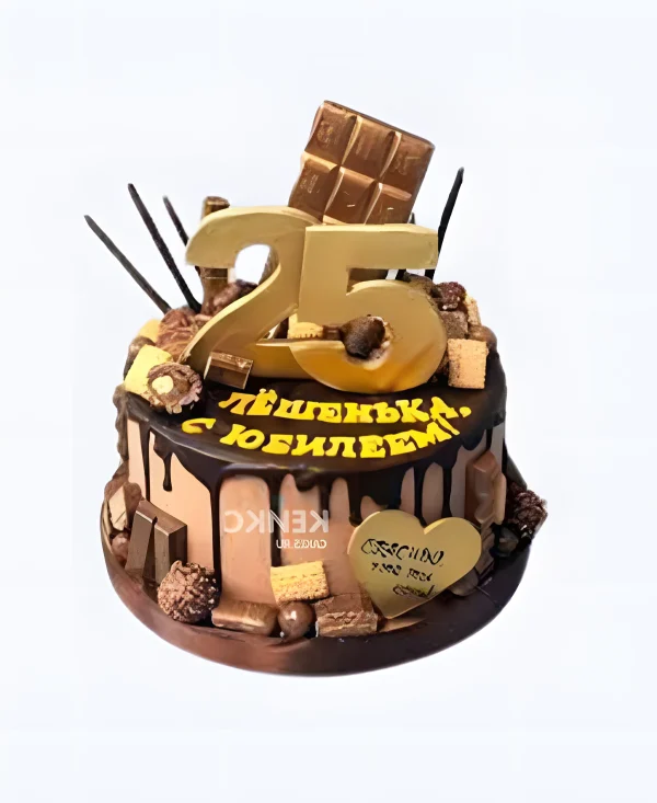Шоколадный торт с цифрой 25 лет Фото