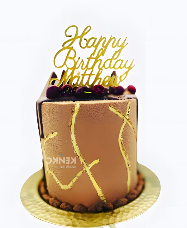 Шоколадный велюровый торт с топпером Фото