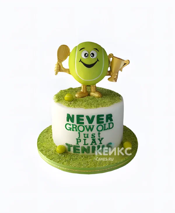 Спортивный торт мальчику на 10 лет с теннисом Фото