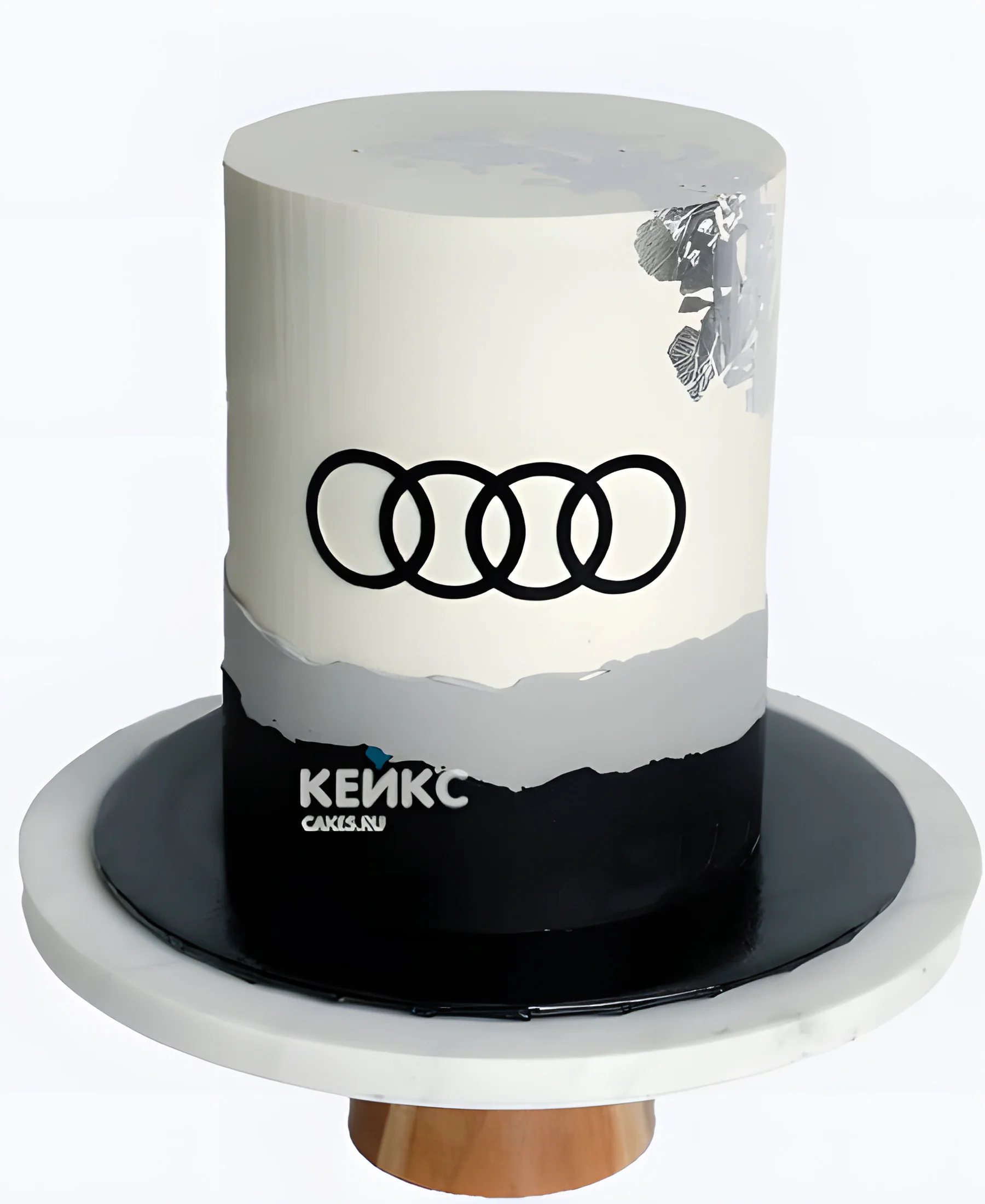 Черно-белый бенто торт с логотипом Ауди Фото