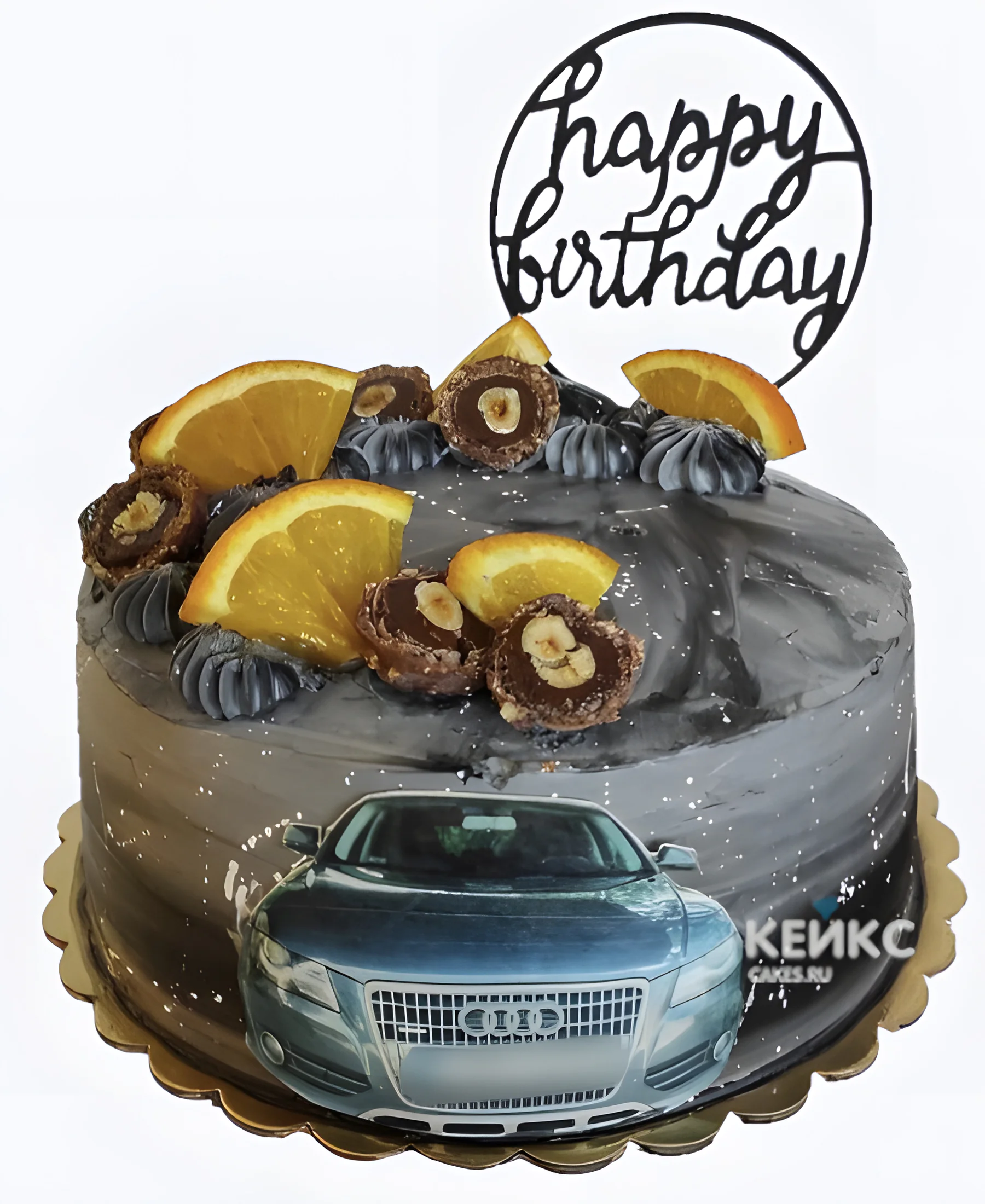 Торт Ауди на день рождения с фотопечатью машины Фото