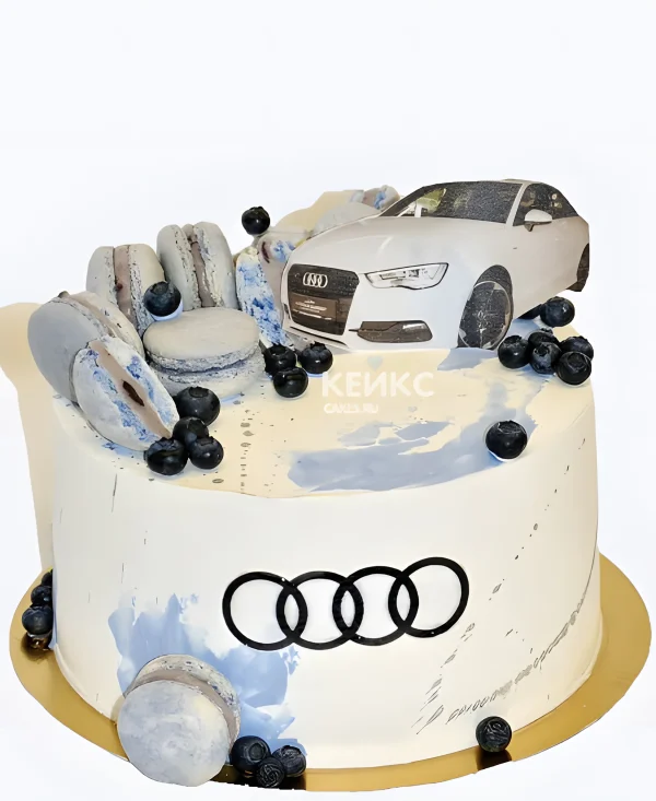 Бенто-торт Ауди с макарунами и черникой Фото