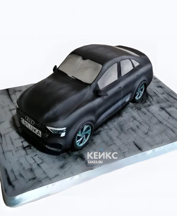 Торт Ауди в виде черной машины Фото