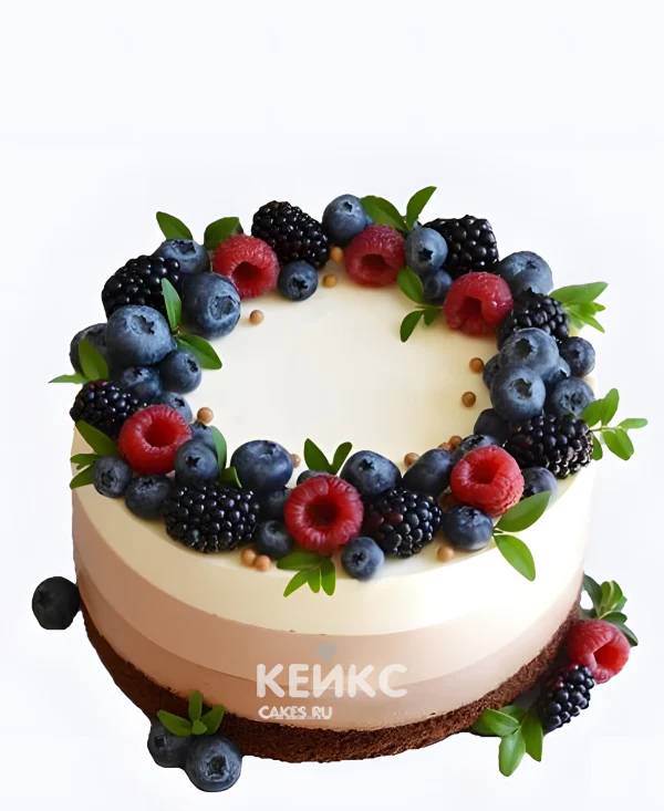 Торт бенто из крема с ягодным ассорти Фото