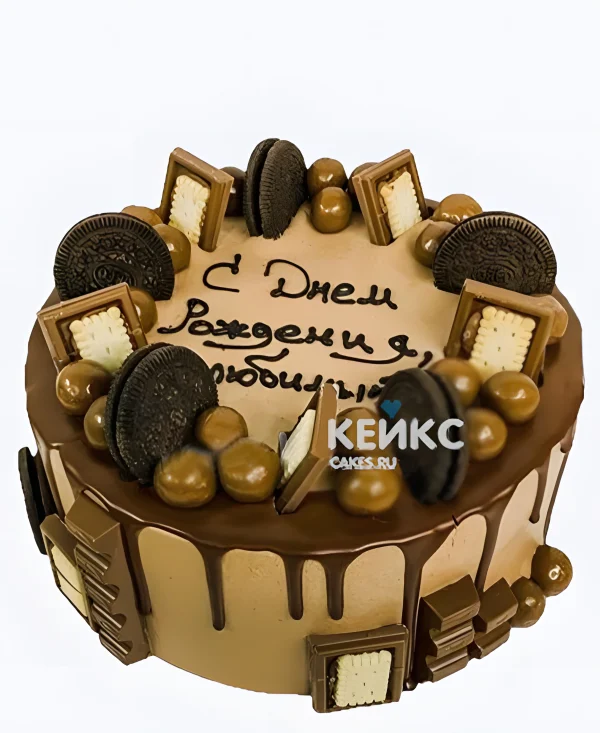 Торт бенто парню с шоколадом и печеньем орео Фото