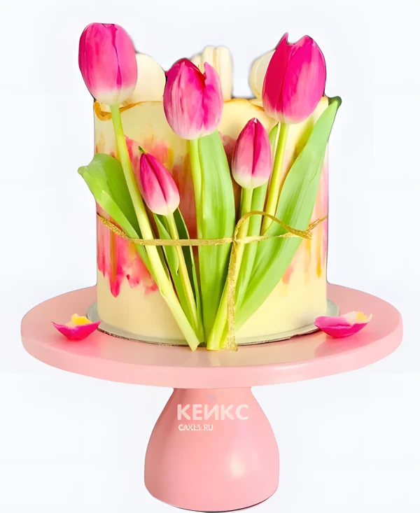 Торт букет тюльпанов Фото