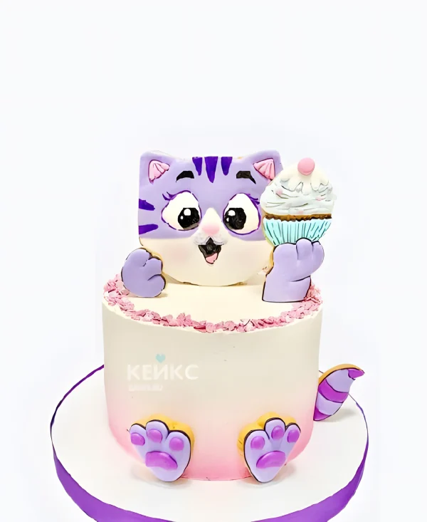 Торт девочке на 5 лет с котиком без мастики Фото