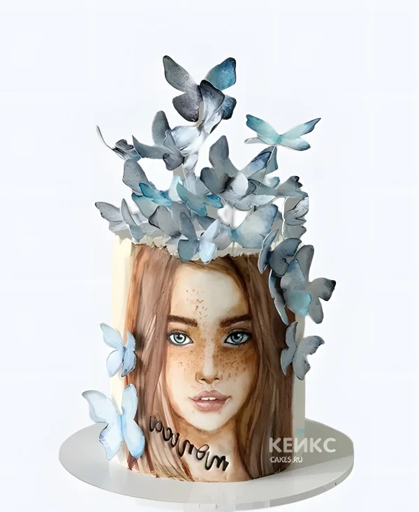 Торт девушке с бабочками Фото