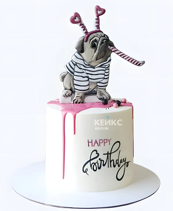 Торт девушке на 20 лет с мопсом Фото