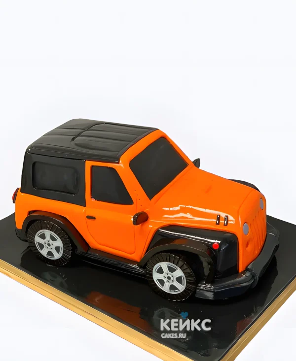 Торт Джип в виде яркой оранжевой машины Фото