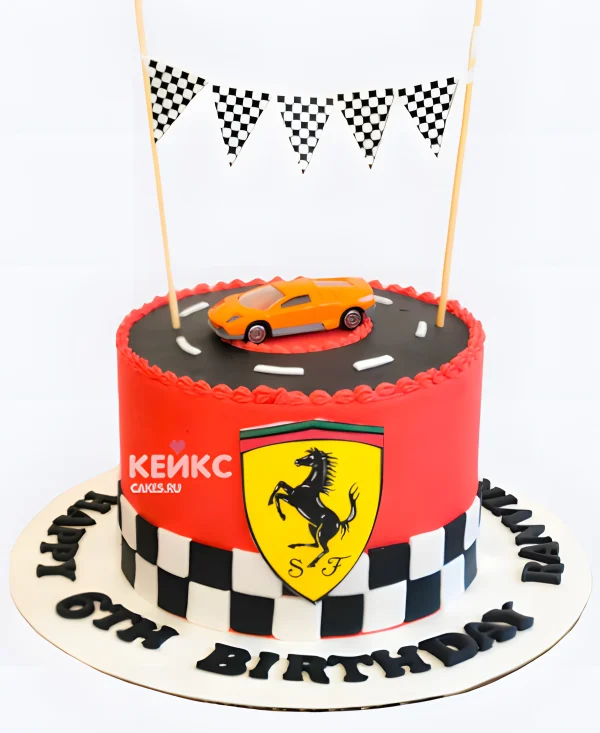 Торт Феррари с флажками Фото