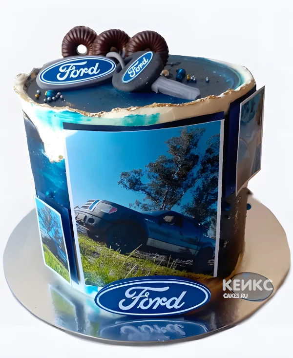 Торт Форд с фотопечатью машины Фото