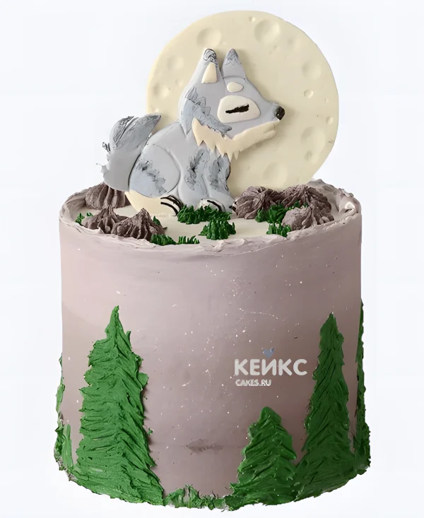 Торт из крема с волком Фото