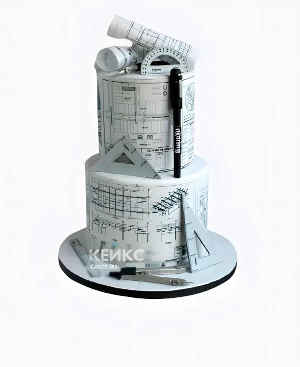 Торт из мастики архитектору Фото