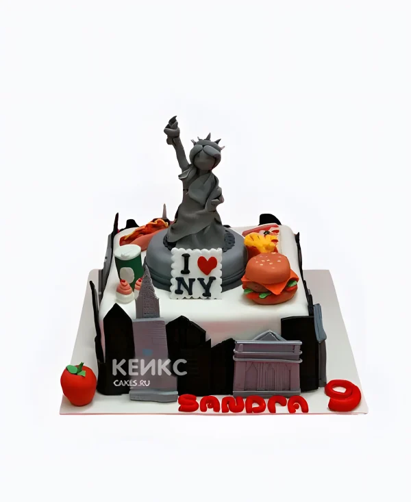 Торт из мастики в американском стиле со статуей свободы Фото