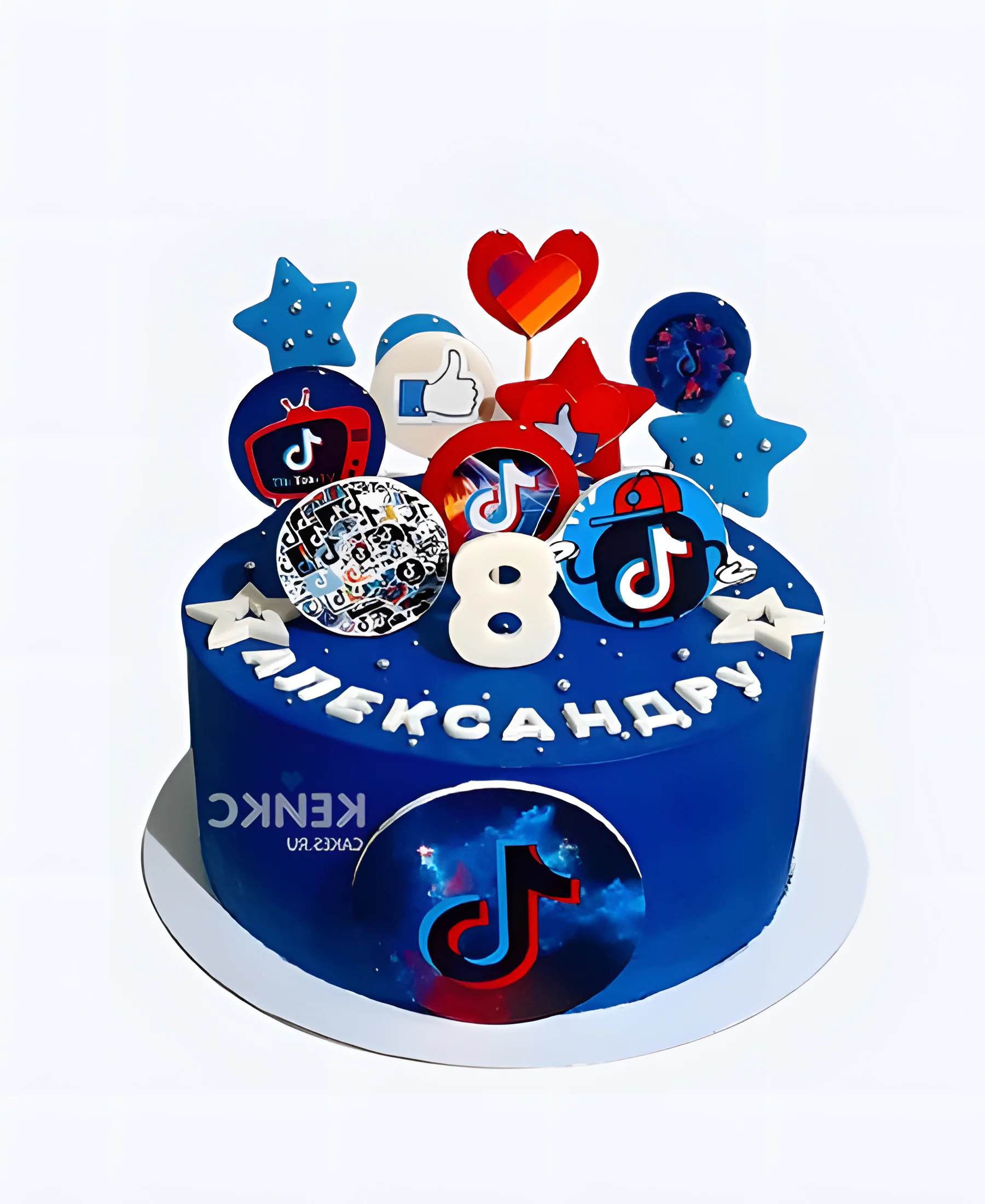 Торт мальчику на 8 лет с логотипами социальных сетей Фото