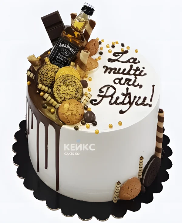 Торт мужу с шоколадом и надписью Фото