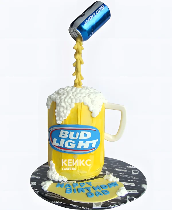 Торт мужу в виде кружки пива Фото