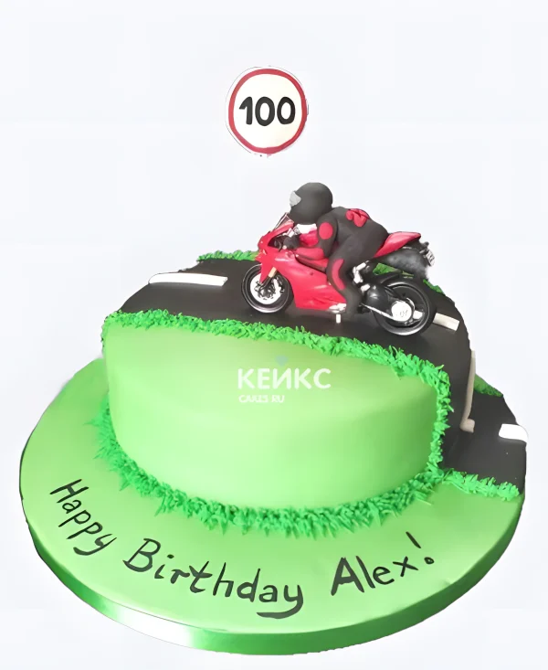 Торт с мотоциклистом Фото