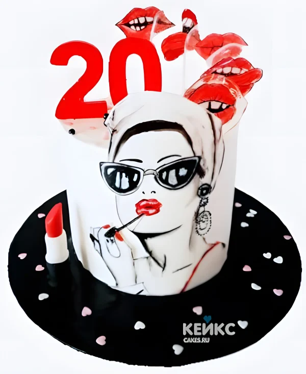 Торт на 20 лет с цифрой и фотопечатью Фото