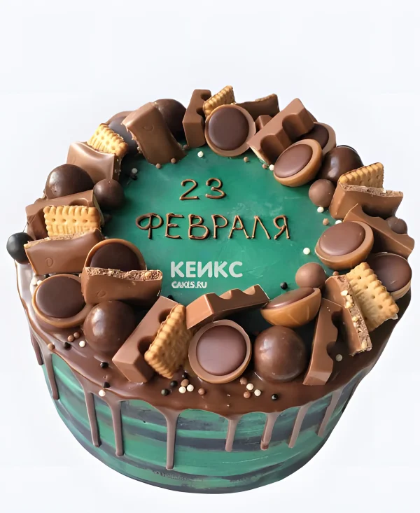 Торт на 23 февраля с конфетами тоффи Фото