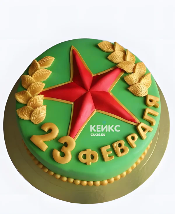 Торт на 23 февраля с красной звездой Фото