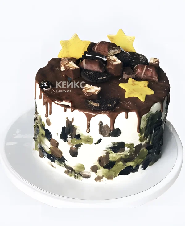 Торт на 23 февраля с печеньем орео и шоколадом Фото