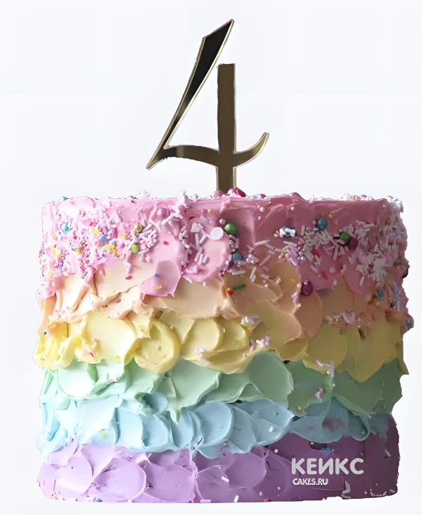 Разноцветный торт ребенку на 4 года Фото