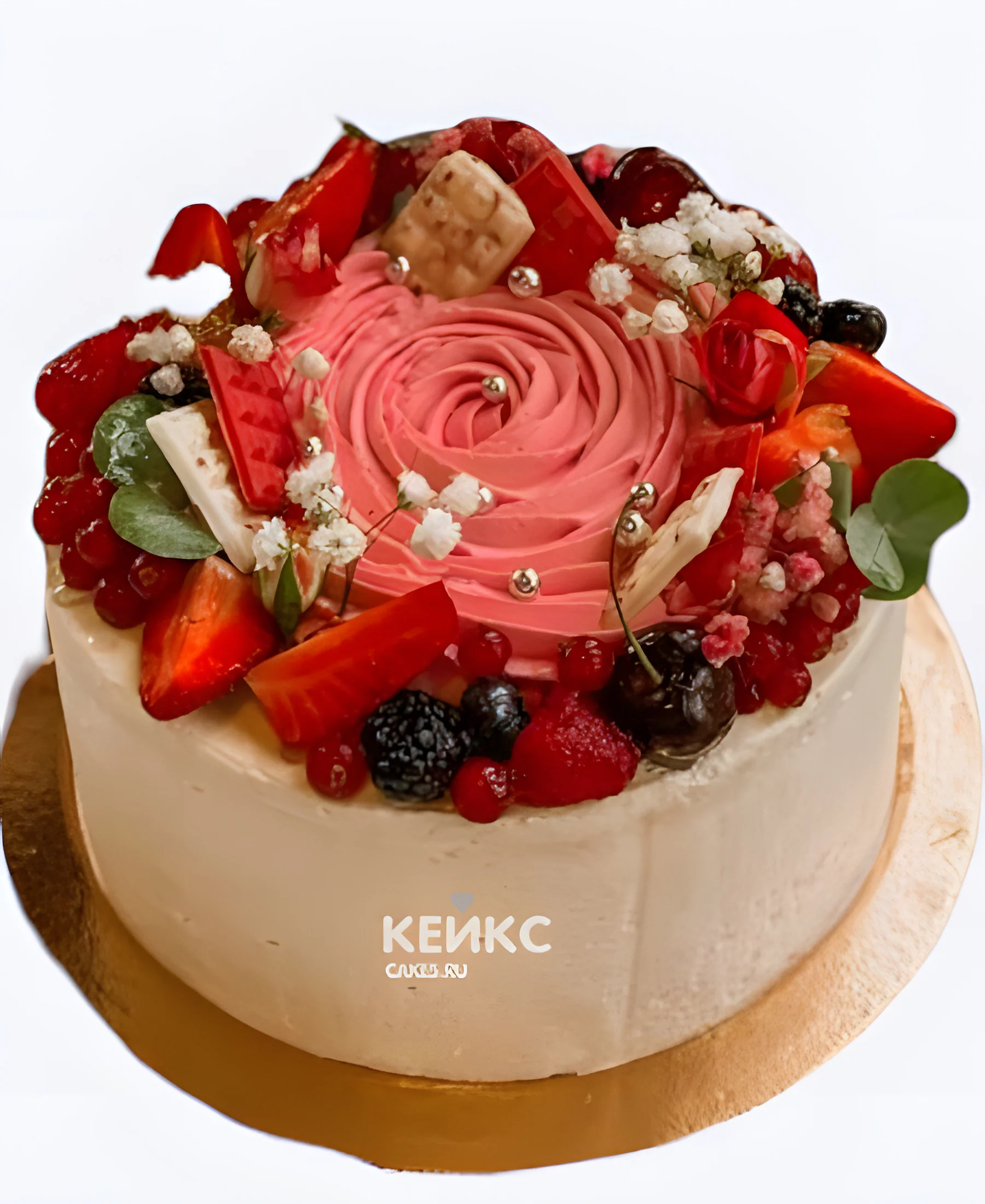 Торт на 8 марта из крема со свежими фруктами Фото